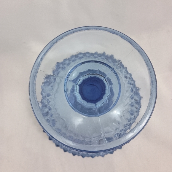 Vintage 60s‎ Indiana Glass Diamond Point Footed Blue Ice Pedestal Compote Dish - Picture 8 of 8